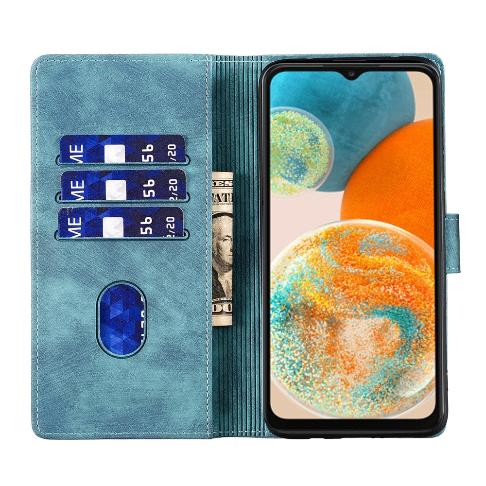 Samsung Galaxy A23 5G Heart & Cat Embossed Multi-Functional Pen Leather Wallet Phone Case with Stand and Card Slots