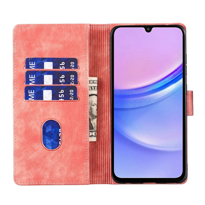 Samsung Galaxy A15 5G Heart & Cat Embossed Multi-Functional Pen Leather Wallet Phone Case with Stand and Card Slots