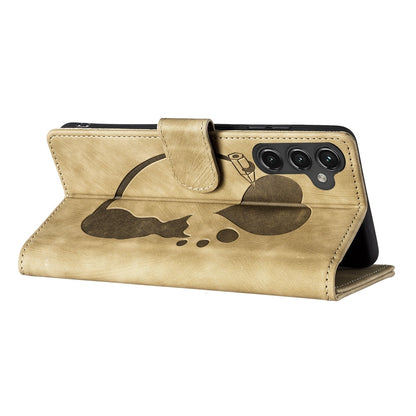 Samsung Galaxy A15 5G Heart & Cat Embossed Multi-Functional Pen Leather Wallet Phone Case with Stand and Card Slots