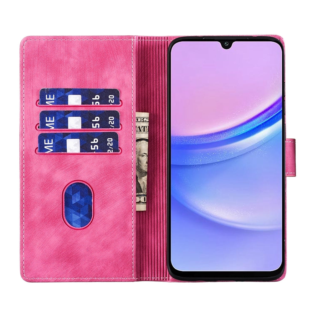 Samsung Galaxy A15 5G Heart & Cat Embossed Multi-Functional Pen Leather Wallet Phone Case with Stand and Card Slots