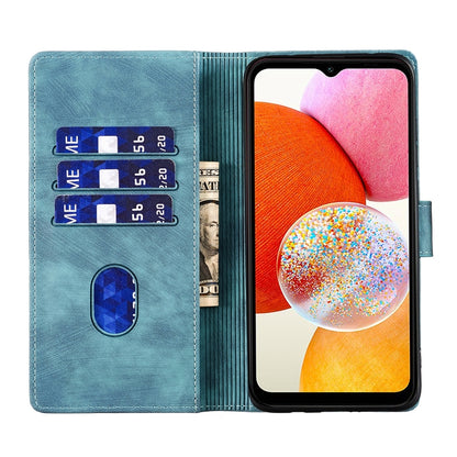 Samsung Galaxy A14 5G Heart & Cat Embossed Multi-Functional Pen Leather Wallet Phone Case with Stand and Card Slots