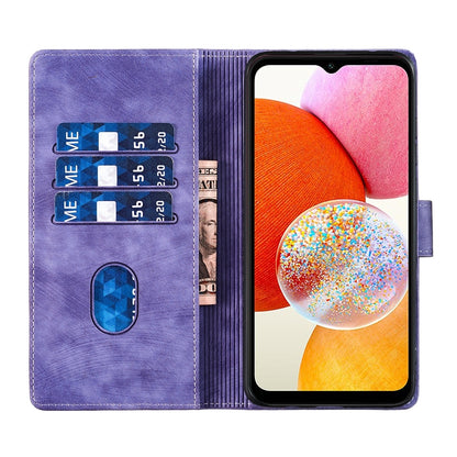 Samsung Galaxy A13 4G Heart & Cat Embossed Multi-Functional Pen Leather Wallet Phone Case with Stand and Card Slots