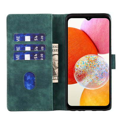 Samsung Galaxy A13 5G Heart & Cat Embossed Multi-Functional Pen Leather Wallet Phone Case with Stand and Card Slots