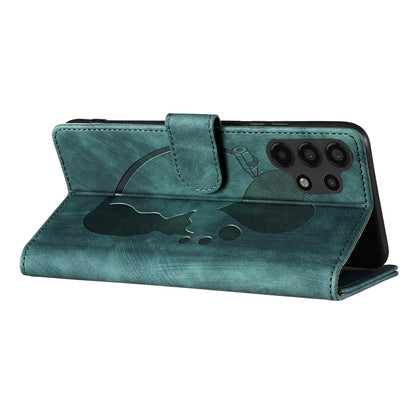 Samsung Galaxy A13 4G Heart & Cat Embossed Multi-Functional Pen Leather Wallet Phone Case with Stand and Card Slots