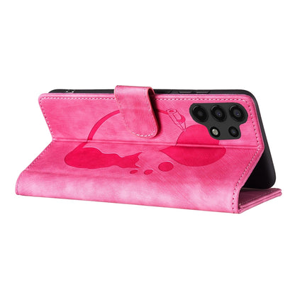 Samsung Galaxy A13 4G Heart & Cat Embossed Multi-Functional Pen Leather Wallet Phone Case with Stand and Card Slots