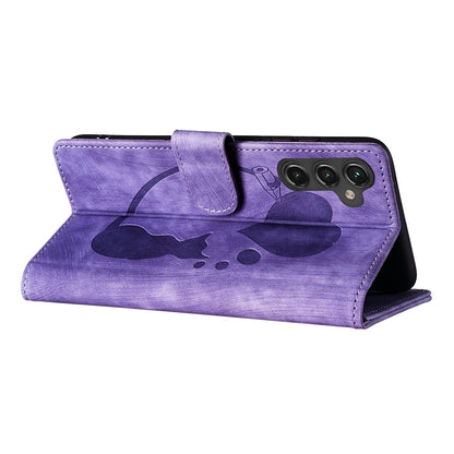 Samsung Galaxy A05s Heart & Cat Embossed Multi-Functional Pen Leather Wallet Phone Case with Stand and Card Slots