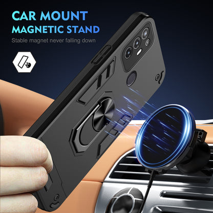 Shockproof ZTE Blade A52 Phone Case with 360° Rotatable Metal Ring Holder, Magnetic Car Mount Stand, Ultra-Thin PC & Silicone Protection Cover