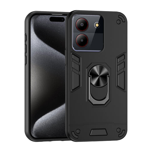 Shockproof ZTE Blade A54 Phone Case with 360° Rotatable Metal Ring Holder, Magnetic Car Mount Stand, Ultra-Thin PC & Silicone Protection Cover