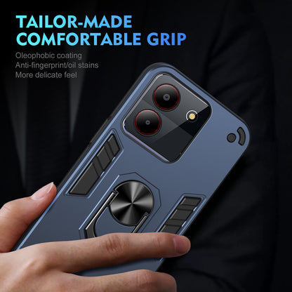 Shockproof ZTE Blade A54 Phone Case with 360° Rotatable Metal Ring Holder, Magnetic Car Mount Stand, Ultra-Thin PC & Silicone Protection Cover