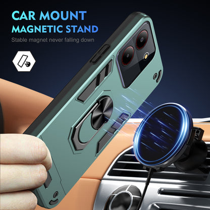 Shockproof ZTE Blade A54 Phone Case with 360° Rotatable Metal Ring Holder, Magnetic Car Mount Stand, Ultra-Thin PC & Silicone Protection Cover