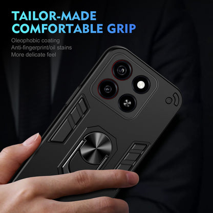 Shockproof ZTE Blade A35 / A55 Phone Case with 360° Rotatable Metal Ring Holder, Magnetic Car Mount Stand, Ultra-Thin PC & Silicone Protection Cover