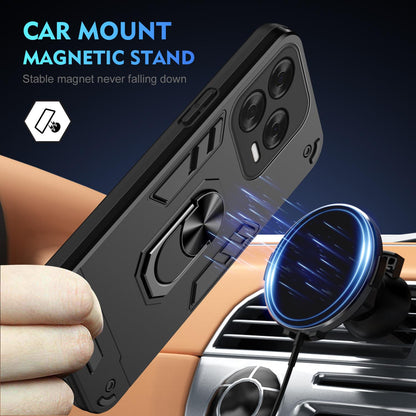 Shockproof ZTE Blade V70 Vita Phone Case with 360° Rotatable Metal Ring Holder, Magnetic Car Mount Stand, Ultra-Thin PC & Silicone Protection Cover
