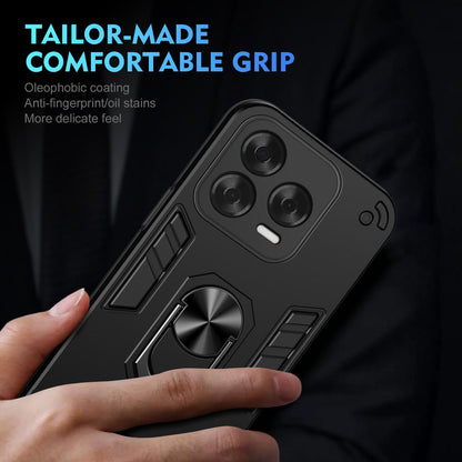 Shockproof ZTE Blade V70 Vita Phone Case with 360° Rotatable Metal Ring Holder, Magnetic Car Mount Stand, Ultra-Thin PC & Silicone Protection Cover