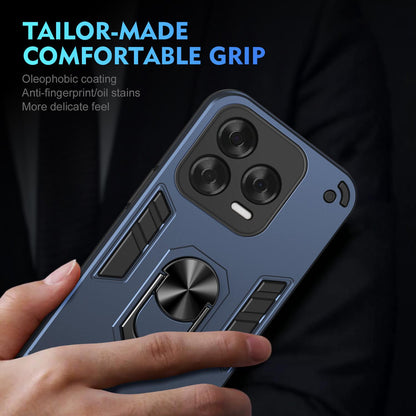 Shockproof ZTE Blade V70 Vita Phone Case with 360° Rotatable Metal Ring Holder, Magnetic Car Mount Stand, Ultra-Thin PC & Silicone Protection Cover