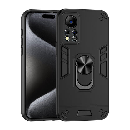 Shockproof Infinix Hot 11s NFC Phone Case with 360° Rotatable Metal Ring Holder, Magnetic Car Mount Stand, Ultra-Thin PC & Silicone Protection Cover