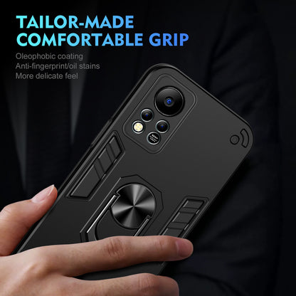 Shockproof Infinix Hot 11s NFC Phone Case with 360° Rotatable Metal Ring Holder, Magnetic Car Mount Stand, Ultra-Thin PC & Silicone Protection Cover