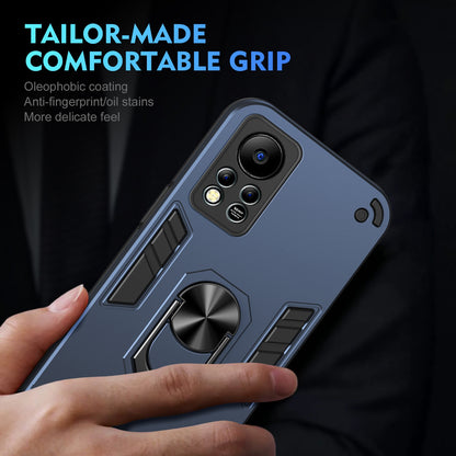 Shockproof Infinix Hot 11s NFC Phone Case with 360° Rotatable Metal Ring Holder, Magnetic Car Mount Stand, Ultra-Thin PC & Silicone Protection Cover