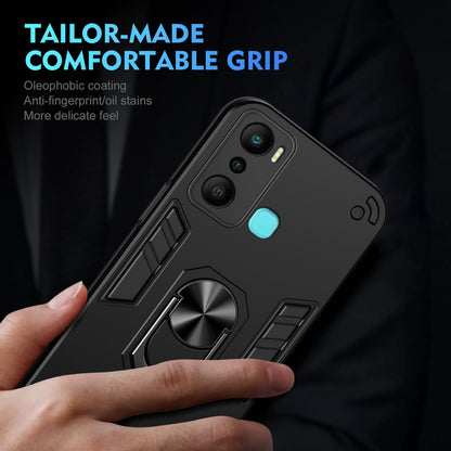 Shockproof Infinix Hot 20i Phone Case with 360° Rotatable Metal Ring Holder, Magnetic Car Mount Stand, Ultra-Thin PC & Silicone Protection Cover