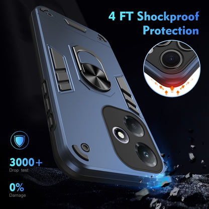 Shockproof Infinix Hot 30 Play Phone Case with 360° Rotatable Metal Ring Holder, Magnetic Car Mount Stand, Ultra-Thin PC & Silicone Protection Cover