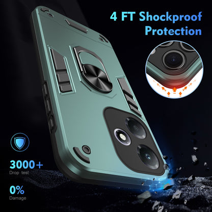 Shockproof Infinix Hot 30 Play Phone Case with 360° Rotatable Metal Ring Holder, Magnetic Car Mount Stand, Ultra-Thin PC & Silicone Protection Cover
