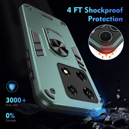 Shockproof Infinix Note 30 Pro Phone Case with 360° Rotatable Metal Ring Holder, Magnetic Car Mount Stand, Ultra-Thin PC & Silicone Protection Cover
