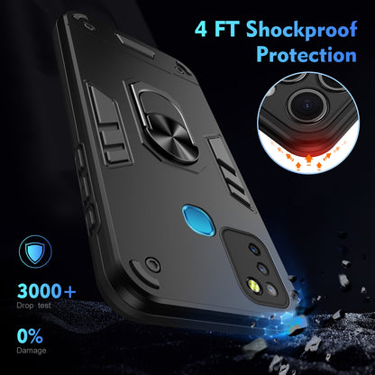 Shockproof Infinix Smart 5 Phone Case with 360° Rotatable Metal Ring Holder, Magnetic Car Mount Stand, Ultra-Thin PC & Silicone Protection Cover