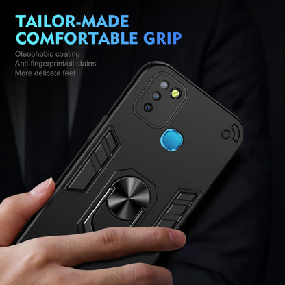 Shockproof Infinix Smart 5 Phone Case with 360° Rotatable Metal Ring Holder, Magnetic Car Mount Stand, Ultra-Thin PC & Silicone Protection Cover