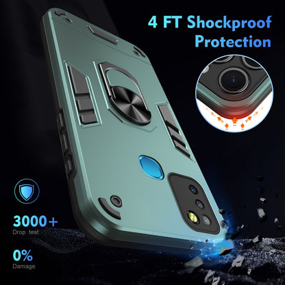 Shockproof Infinix Smart 5 Phone Case with 360° Rotatable Metal Ring Holder, Magnetic Car Mount Stand, Ultra-Thin PC & Silicone Protection Cover