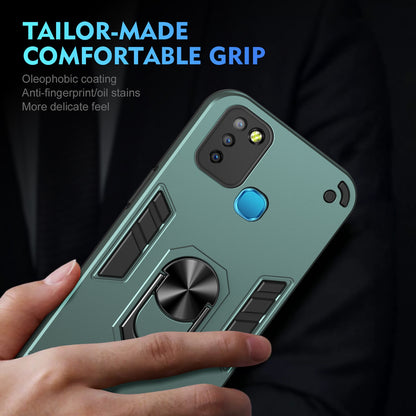 Shockproof Infinix Smart 5 Phone Case with 360° Rotatable Metal Ring Holder, Magnetic Car Mount Stand, Ultra-Thin PC & Silicone Protection Cover