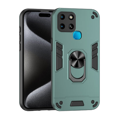 Shockproof Infinix Smart 6 Phone Case with 360° Rotatable Metal Ring Holder, Magnetic Car Mount Stand, Ultra-Thin PC & Silicone Protection Cover