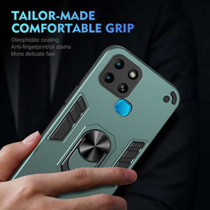 Shockproof Infinix Smart 6 Phone Case with 360° Rotatable Metal Ring Holder, Magnetic Car Mount Stand, Ultra-Thin PC & Silicone Protection Cover