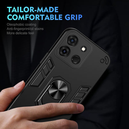 Shockproof Infinix Smart 7 Phone Case with 360° Rotatable Metal Ring Holder, Magnetic Car Mount Stand, Ultra-Thin PC & Silicone Protection Cover