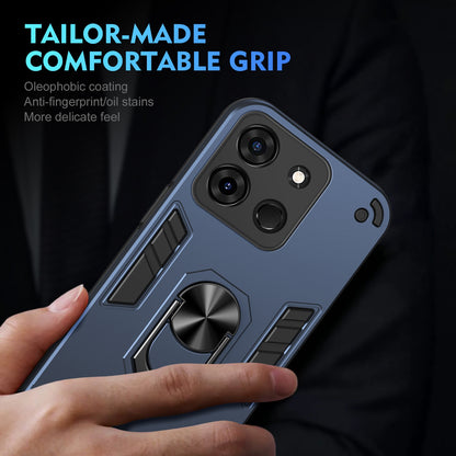 Shockproof Infinix Smart 7 India Phone Case with 360° Rotatable Metal Ring Holder, Magnetic Car Mount Stand, Ultra-Thin PC & Silicone Protection Cover