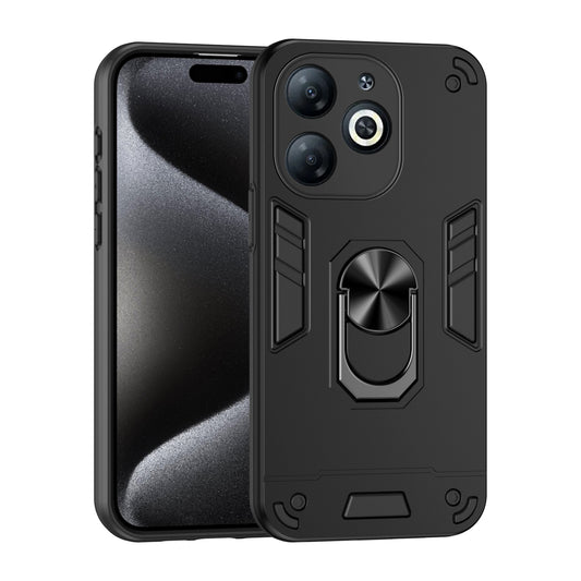 Shockproof Infinix Smart 8 Phone Case with 360° Rotatable Metal Ring Holder, Magnetic Car Mount Stand, Ultra-Thin PC & Silicone Protection Cover