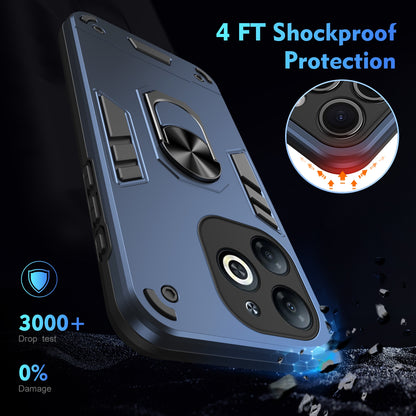 Shockproof Infinix Smart 8 Phone Case with 360° Rotatable Metal Ring Holder, Magnetic Car Mount Stand, Ultra-Thin PC & Silicone Protection Cover