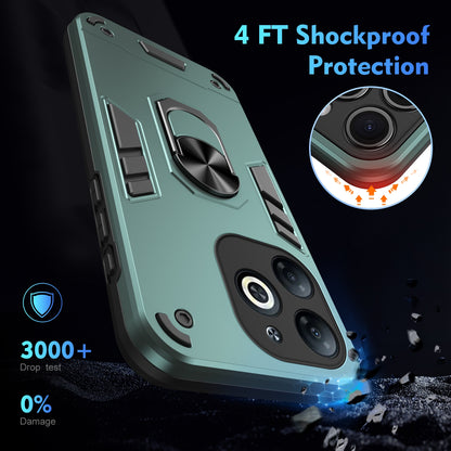 Shockproof Infinix Smart 8 Phone Case with 360° Rotatable Metal Ring Holder, Magnetic Car Mount Stand, Ultra-Thin PC & Silicone Protection Cover