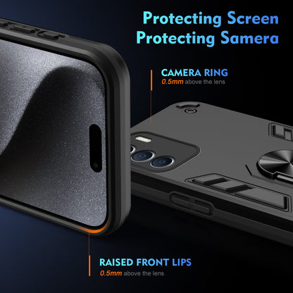 Shockproof Infinix Zero 5G 2023 Phone Case with 360° Rotatable Metal Ring Holder, Magnetic Car Mount Stand, Ultra-Thin PC & Silicone Protection Cover