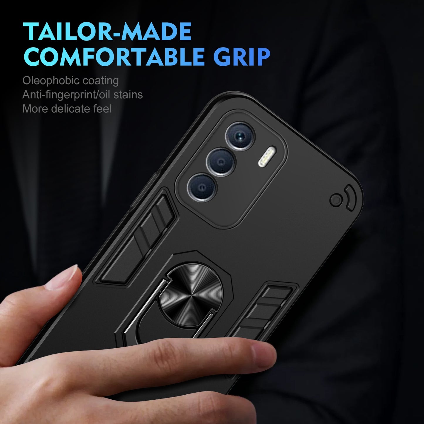 Shockproof Infinix Zero 5G 2023 Phone Case with 360° Rotatable Metal Ring Holder, Magnetic Car Mount Stand, Ultra-Thin PC & Silicone Protection Cover