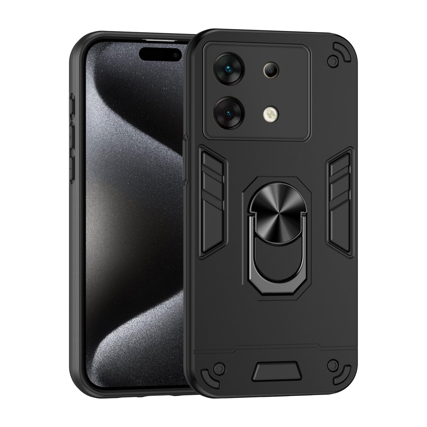 Shockproof Infinix Zero 30 Phone Case with 360° Rotatable Metal Ring Holder, Magnetic Car Mount Stand, Ultra-Thin PC & Silicone Protection Cover