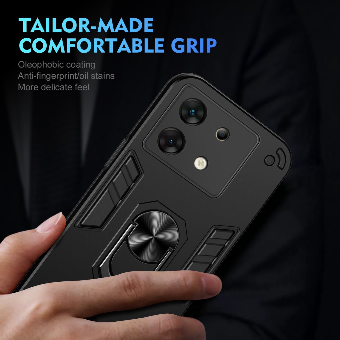 Shockproof Infinix Zero 30 Phone Case with 360° Rotatable Metal Ring Holder, Magnetic Car Mount Stand, Ultra-Thin PC & Silicone Protection Cover