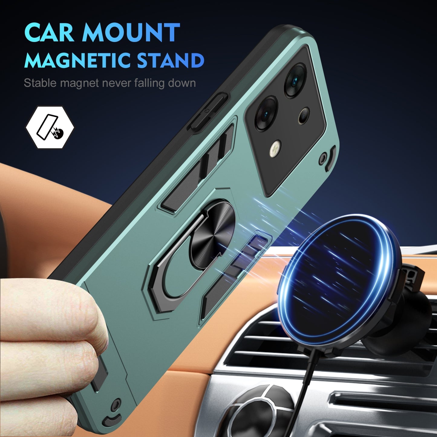 Shockproof Infinix Zero 30 Phone Case with 360° Rotatable Metal Ring Holder, Magnetic Car Mount Stand, Ultra-Thin PC & Silicone Protection Cover