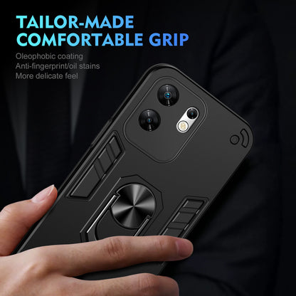 Shockproof Infinix Zero 30 4G Phone Case with 360° Rotatable Metal Ring Holder, Magnetic Car Mount Stand, Ultra-Thin PC & Silicone Protection Cover