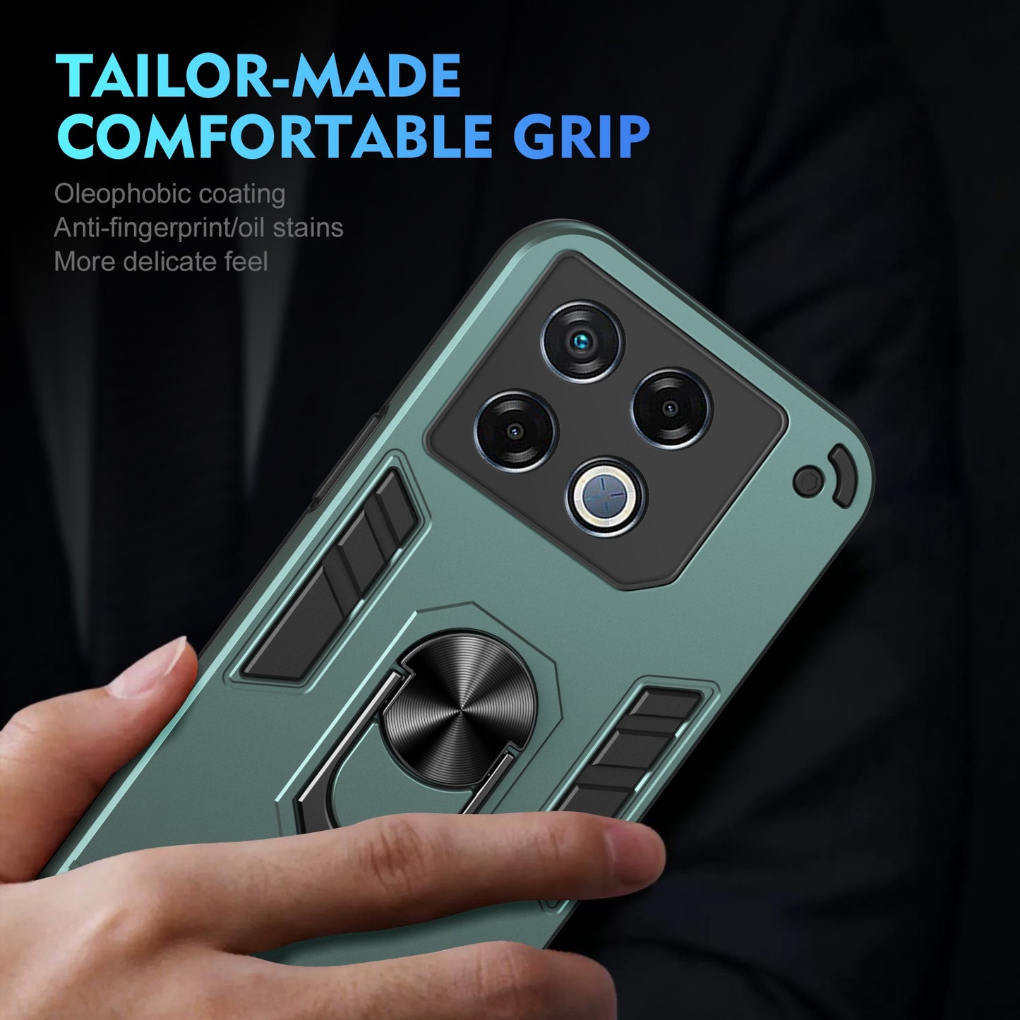 Shockproof Infinix GT 20 Pro Phone Case with 360° Rotatable Metal Ring Holder, Magnetic Car Mount Stand, Ultra-Thin PC & Silicone Protection Cover