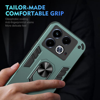 Shockproof Infinix Note 40 Phone Case with 360° Rotatable Metal Ring Holder, Magnetic Car Mount Stand, Ultra-Thin PC & Silicone Protection Cover