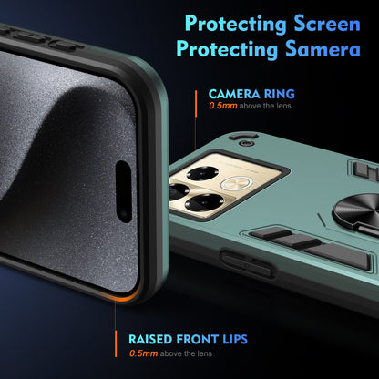 Shockproof Infinix Note 40 Pro 4G Phone Case with 360° Rotatable Metal Ring Holder, Magnetic Car Mount Stand, Ultra-Thin PC & Silicone Protection Cover