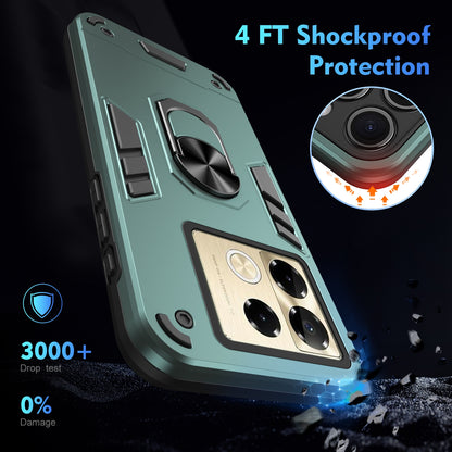 Shockproof Infinix Note 40 Pro 4G Phone Case with 360° Rotatable Metal Ring Holder, Magnetic Car Mount Stand, Ultra-Thin PC & Silicone Protection Cover