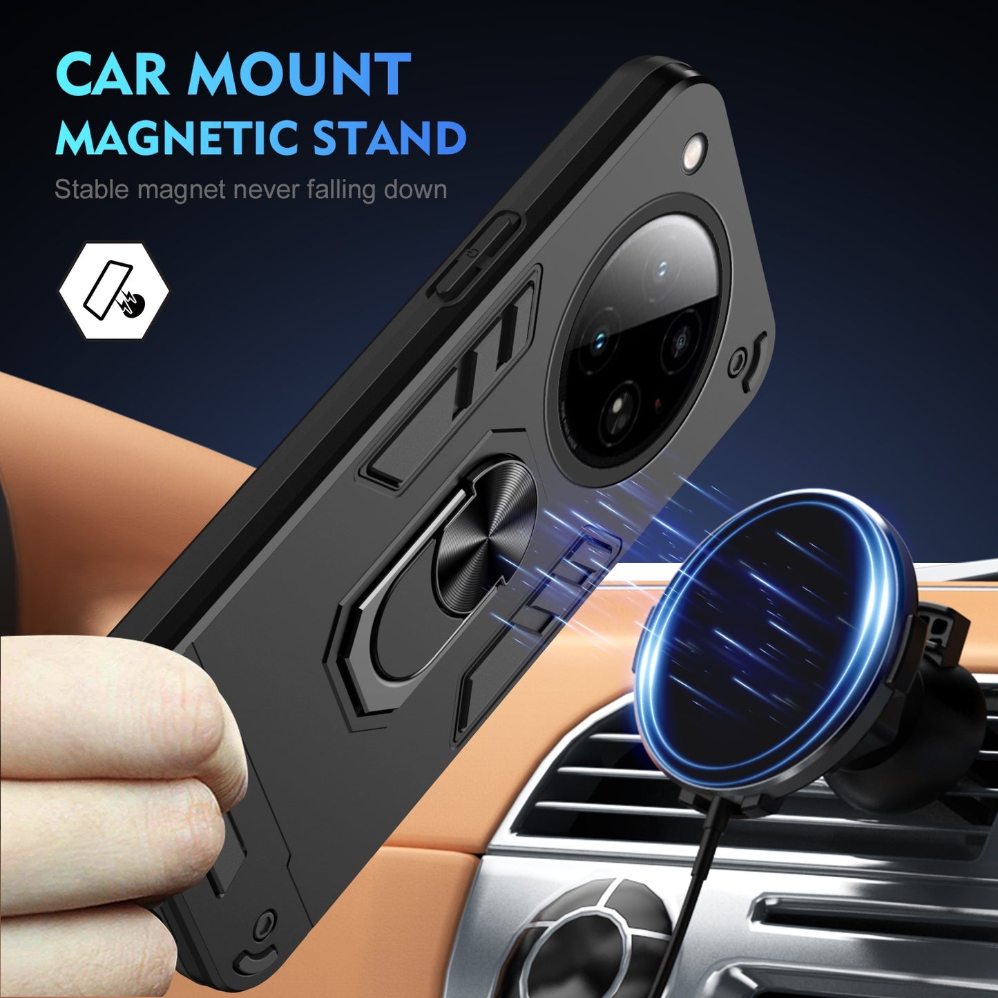 Shockproof Infinix Zero 40 4G Phone Case with 360° Rotatable Metal Ring Holder, Magnetic Car Mount Stand, Ultra-Thin PC & Silicone Protection Cover