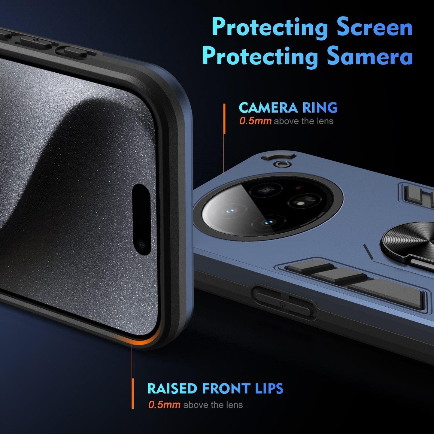 Shockproof Infinix Zero 40 4G Phone Case with 360° Rotatable Metal Ring Holder, Magnetic Car Mount Stand, Ultra-Thin PC & Silicone Protection Cover