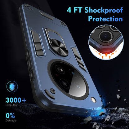 Shockproof Infinix Zero 40 4G Phone Case with 360° Rotatable Metal Ring Holder, Magnetic Car Mount Stand, Ultra-Thin PC & Silicone Protection Cover