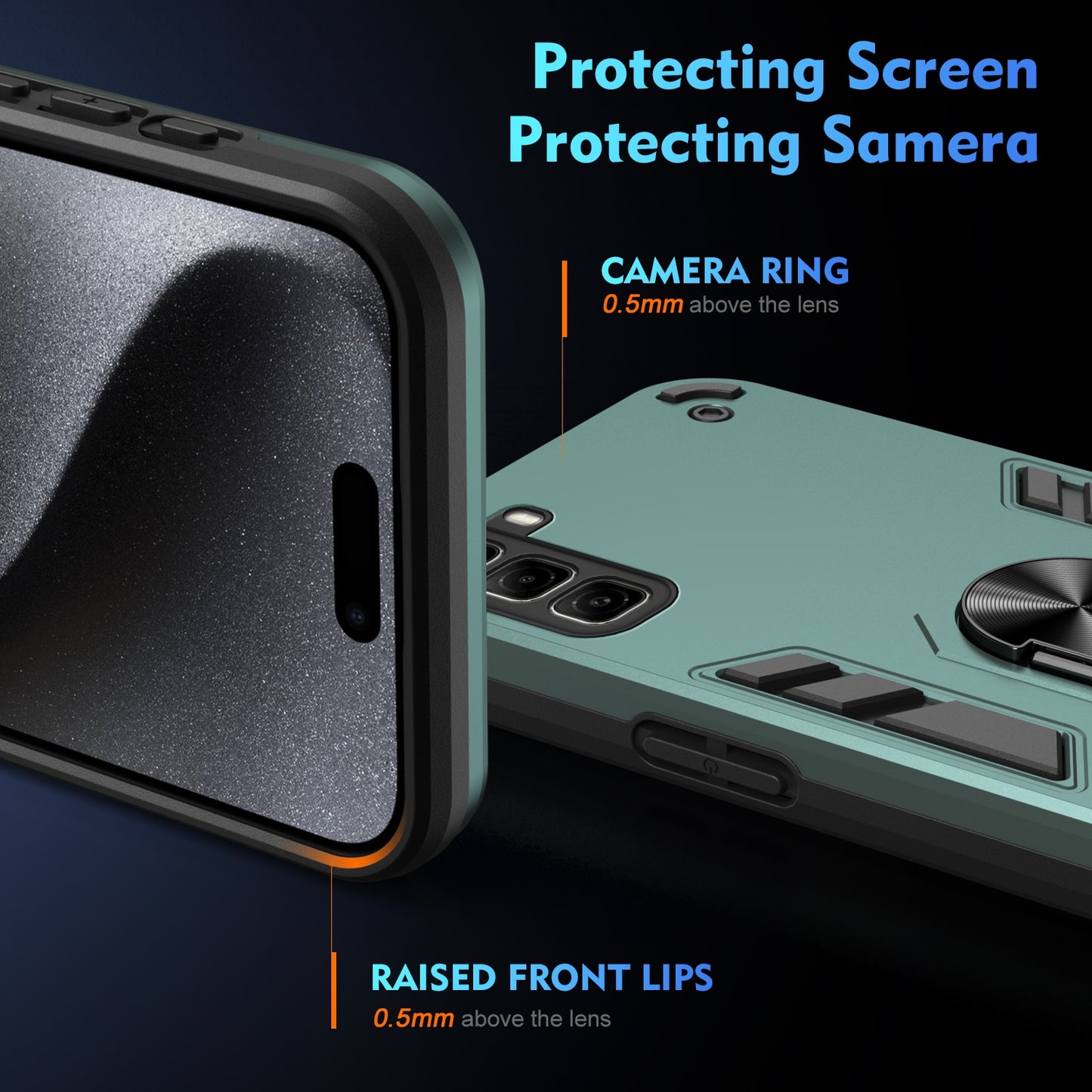 Shockproof Infinix Hot 50 4G Phone Case with 360° Rotatable Metal Ring Holder, Magnetic Car Mount Stand, Ultra-Thin PC & Silicone Protection Cover